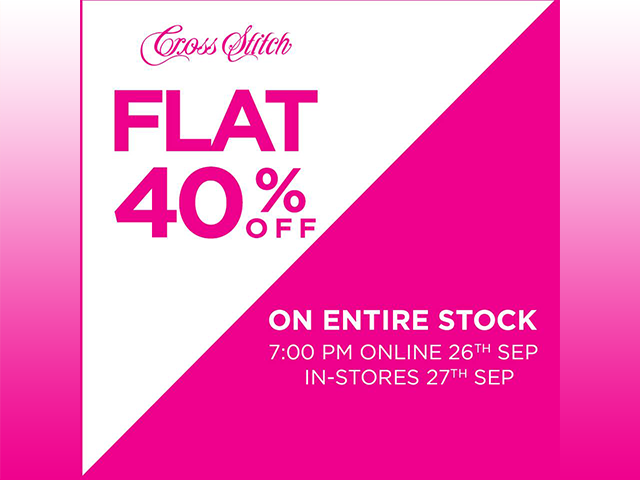 Cross Stitch End of Season Sale 2019! Flat 40% on entire stock