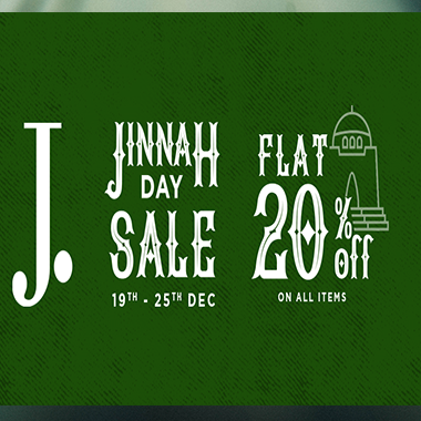 J. Junaid Jamshed Jinnah Day Sale 2019! Flat 20% off on all items