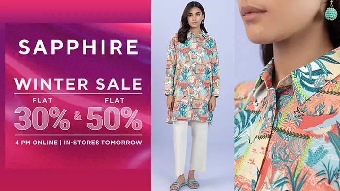Sapphire Winter Sale 2024 Unstitched Flat 30% & 50% Off With Price