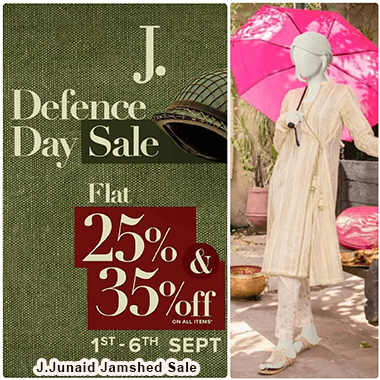 J. Junaid Jamshed Defence Day Sale 2023! Flat 25% & 35% off from 1st September