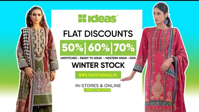 Gul Ahmed Ideas Winter Sale 2024 January Flat 50% off