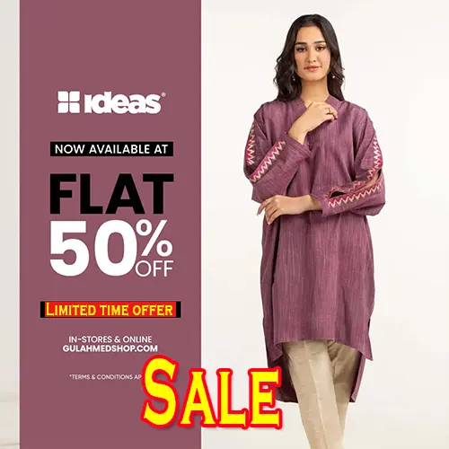 Gul Ahmed Ideas Winter Sale 2024 January Flat 50% off